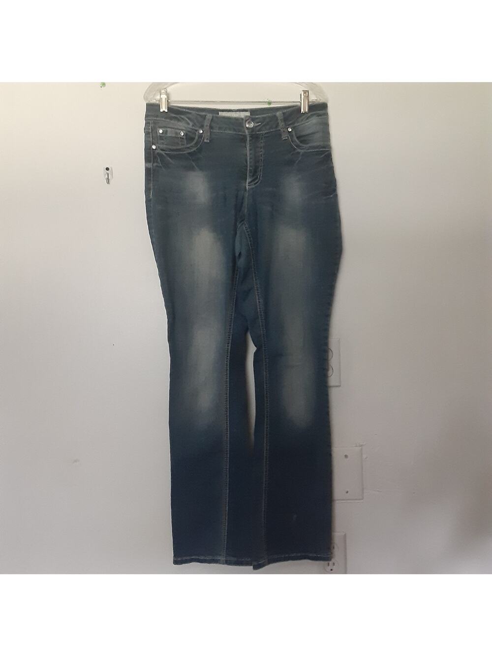 Denim Womans Jeans Contemporary Medium Wash Distressed Blue Size 10